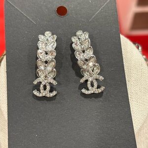 Elegant Silver Crystal Earrings. New on the card.